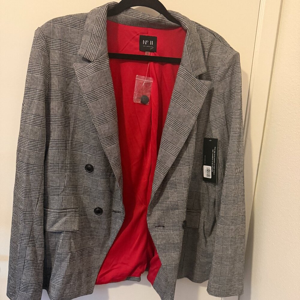 Women's Gray Plaid Blazer by [Brand]